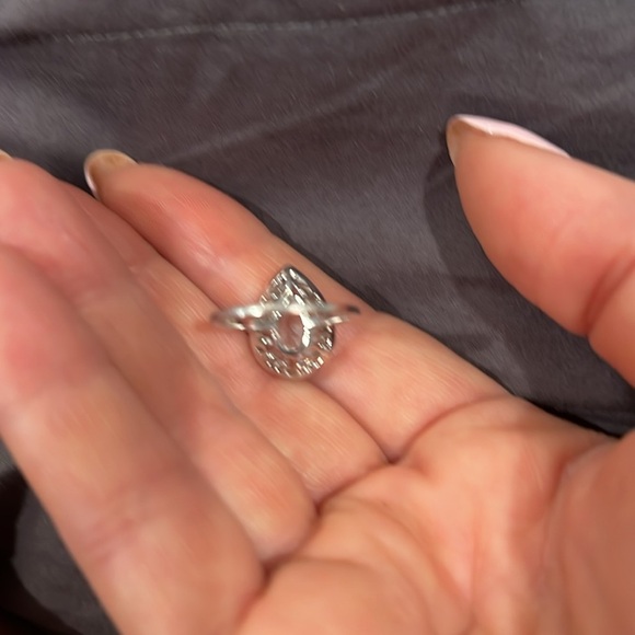 Teardrop Halo Pear Cut 4 Carat Cubic Zirconia CZ Engagement Ring - Picture 4 of 5